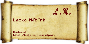 Lacko Márk névjegykártya